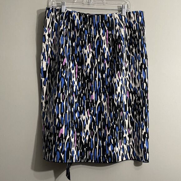 Worthington Multi-Color Faux Wrap Skirt Bold Abstract Pattern Sophisticated 14 - Picture 2 of 8